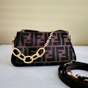 Fendi FF Zucca Mini Pochette Mama Baguette Crossbody Bag